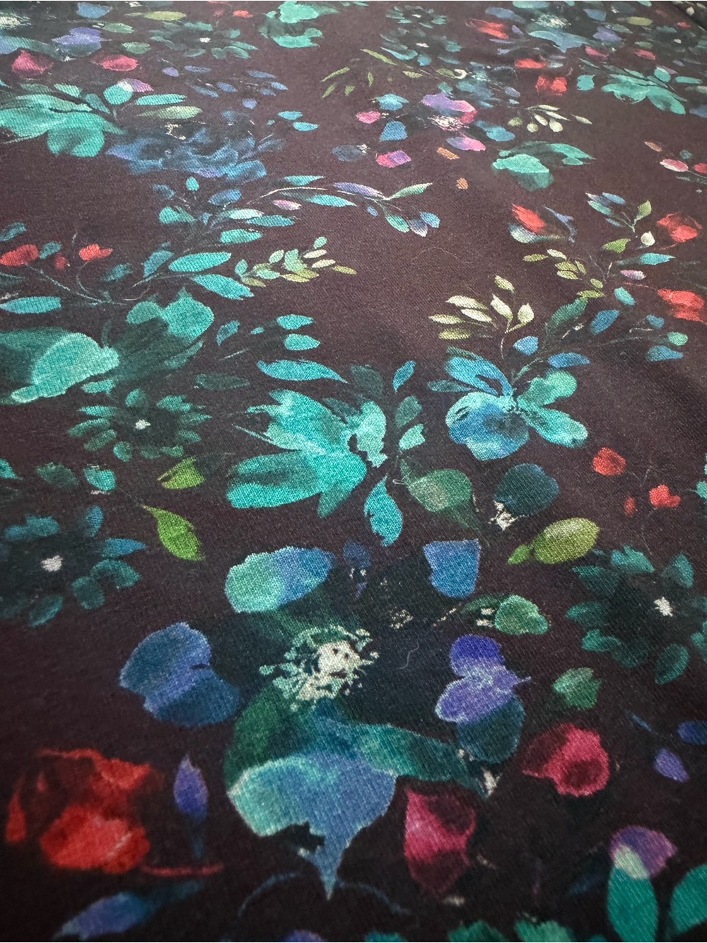 Garnet Hill Womens 3/4 Sleeve Trapeze Dress Stretch Blue Watercolor Floral XL - Picture 3 of 9